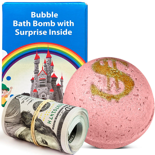 Pink Bath Bomb with Real Money Inside "White Gardenia"