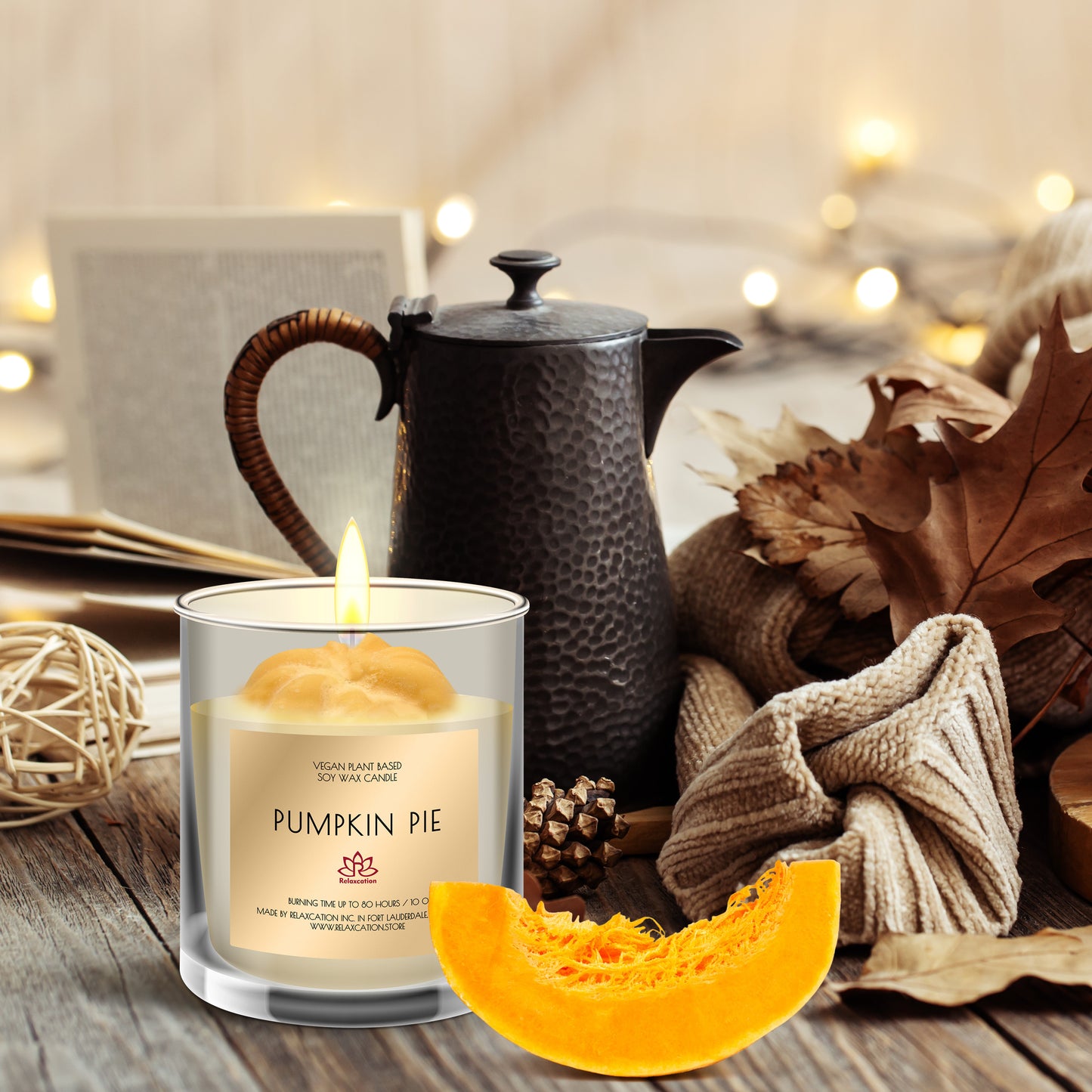 PUMPKIN PIE Soy Wax Candle in Glass Jar (10 oz)