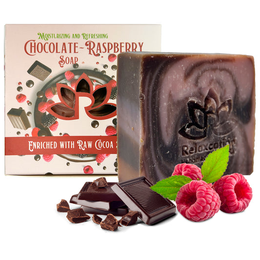 Raspberry Chocolate Natural Soap Bar - Moisturizing and Exfoliating