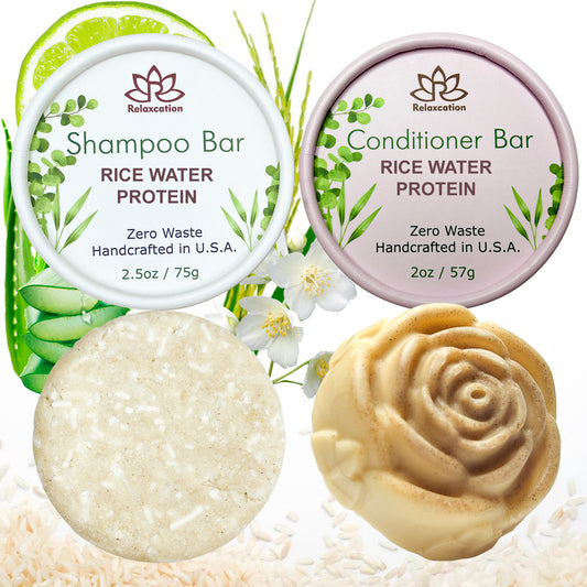 RICE WATER PROTEIN Shampoo Bar and Conditioner Bar for Hair Growth