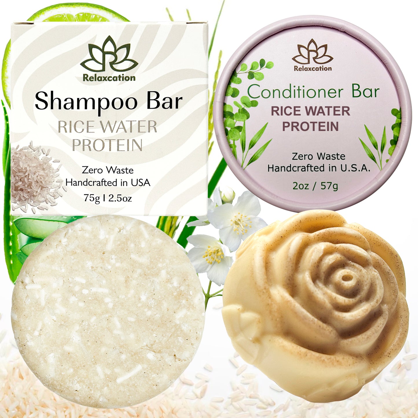 RICE WATER PROTEIN Shampoo Bar and Conditioner Bar for Hair Growth