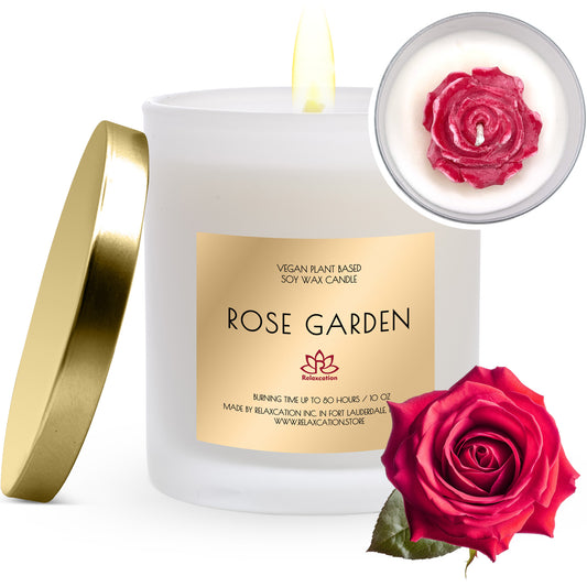 ROSE GARDEN Soy Wax Candle in Glass Jar (10 oz)