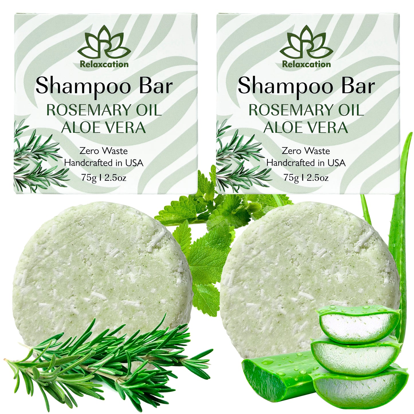 Organic Rosemary Oil and Aloe Vera Solid Shampoo Bar for Hair Growth, Refreshers, and Hydrates