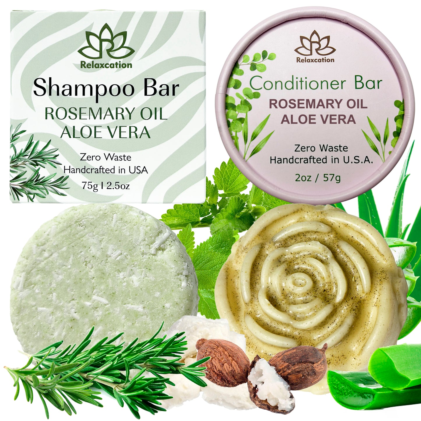 Rosemary Shampoo Bar and Conditioner Bar for Hair Growth