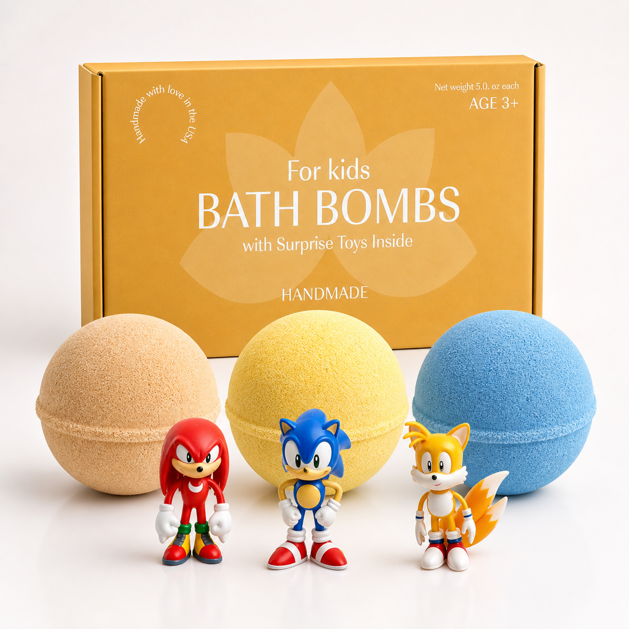 3 Big Bath Bombs for Kids with SONIC Toys Inside