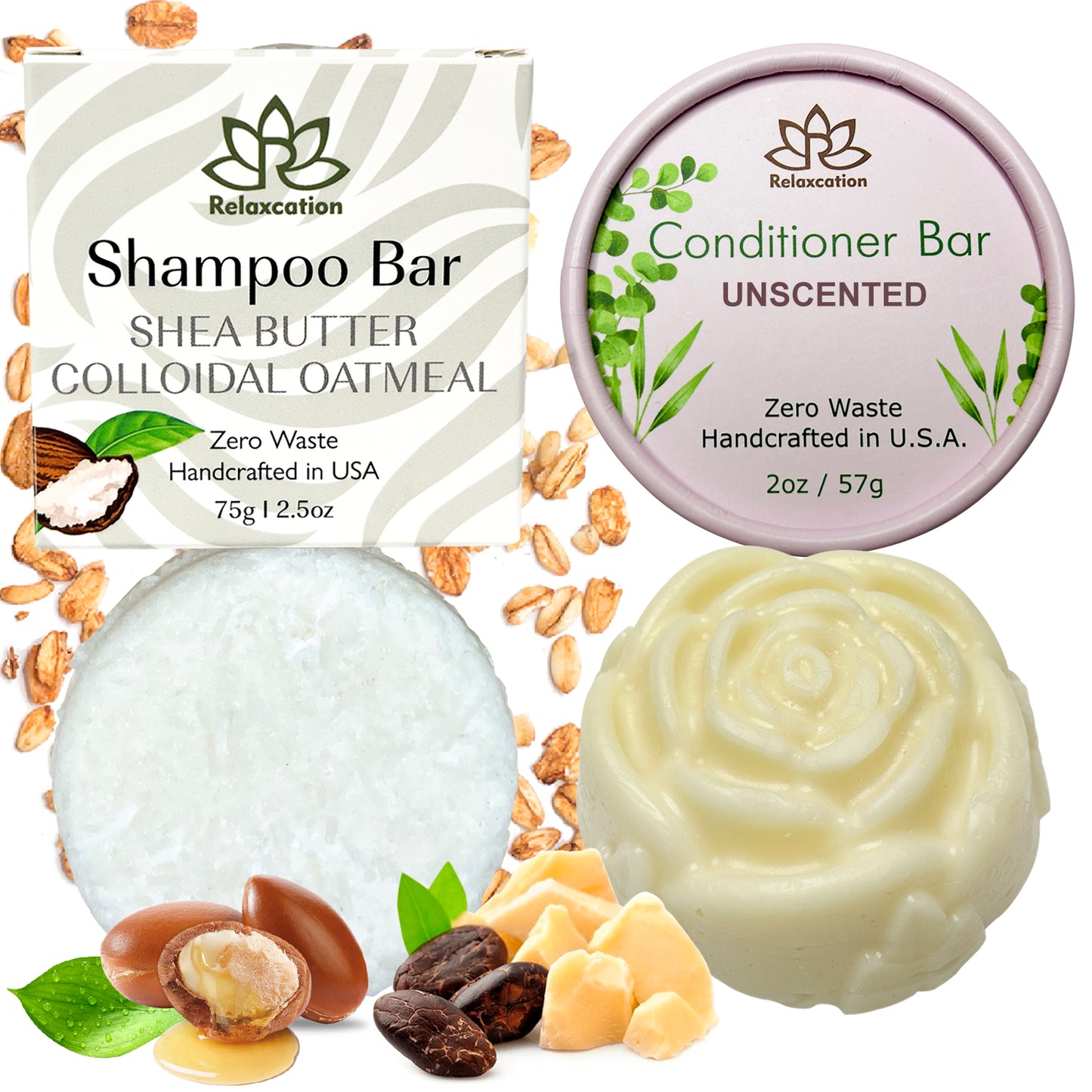 UNSCENTED Shampoo Bar and Conditioner Bar for Damaged Hair