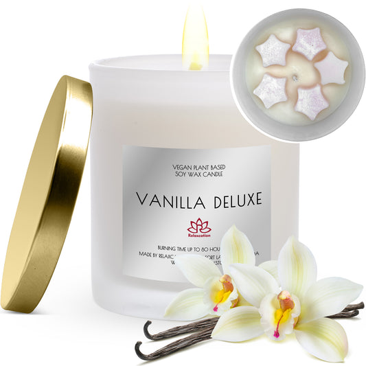 DELUXE VANILLA Soy Wax Candle in Glass Jar (10 oz)