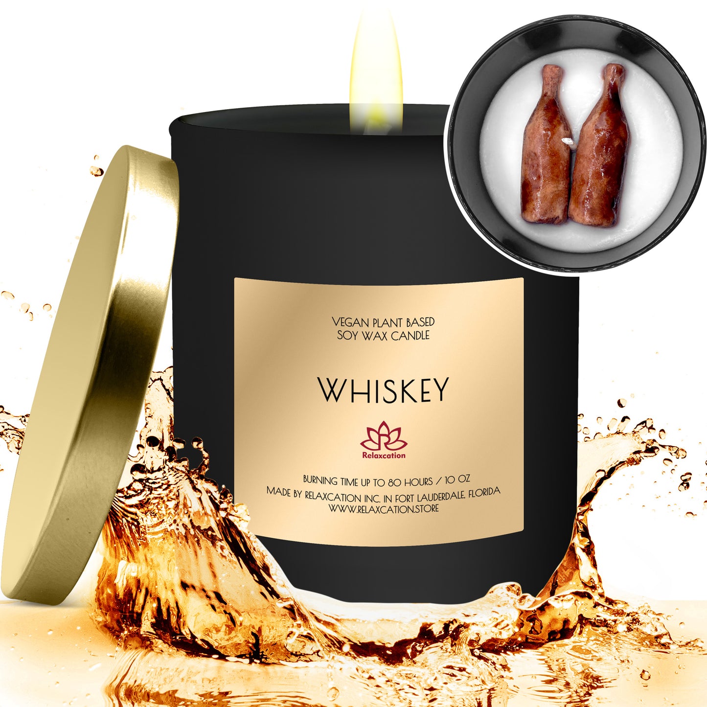 WHISKEY Soy Wax Candle in Glass Jar (10 oz)