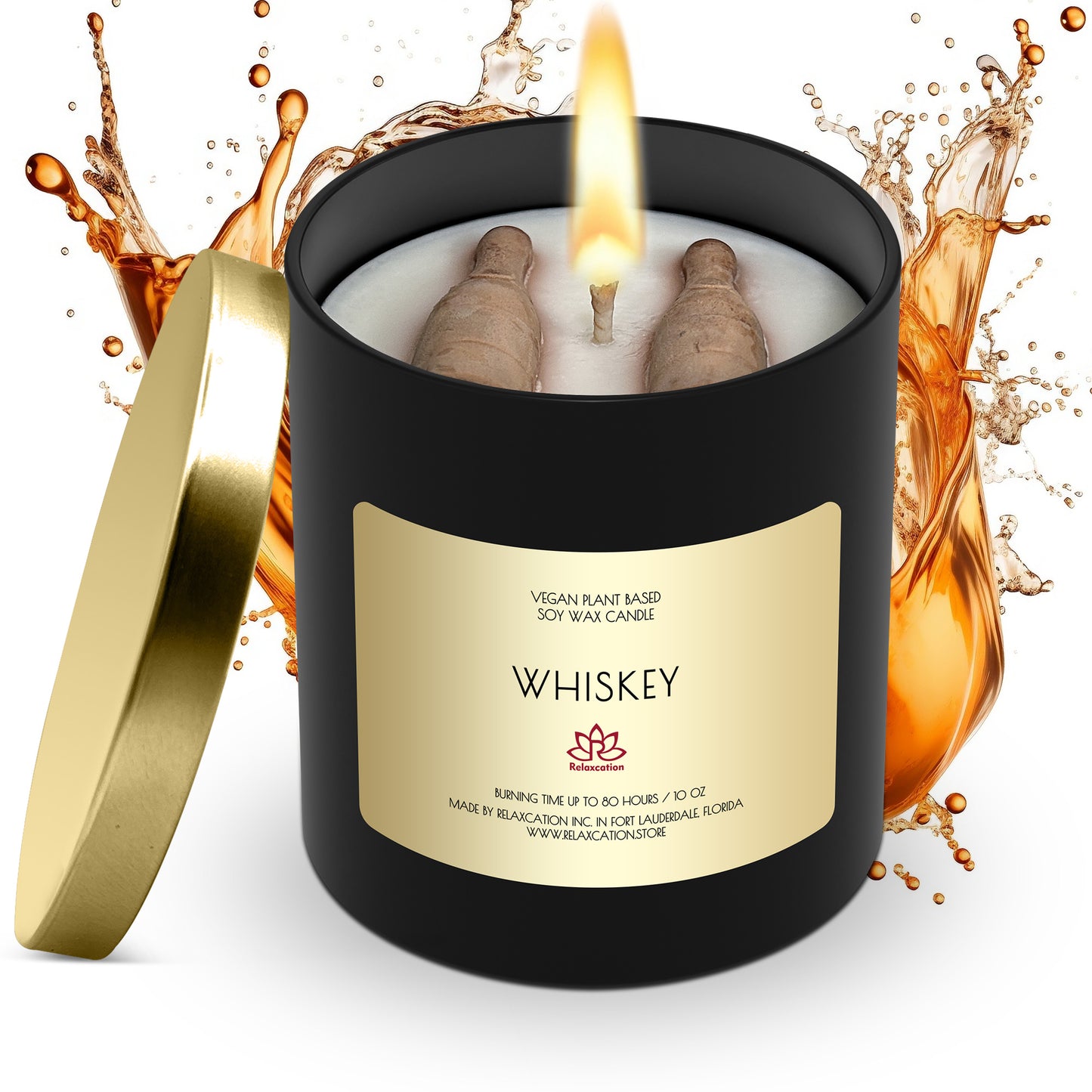 WHISKEY Soy Wax Candle in Glass Jar (10 oz)