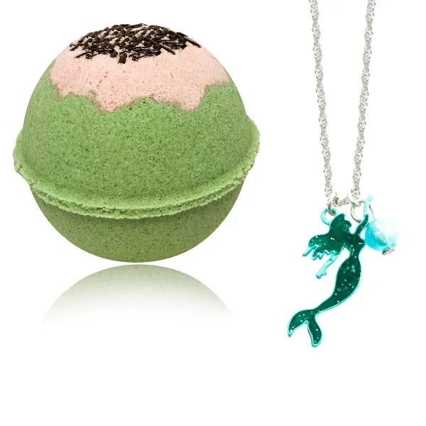 Jewelry Bath Bomb with Mermaid Island Necklace Inside