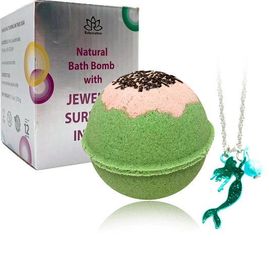 Jewelry Bath Bomb with Mermaid Island Necklace Inside