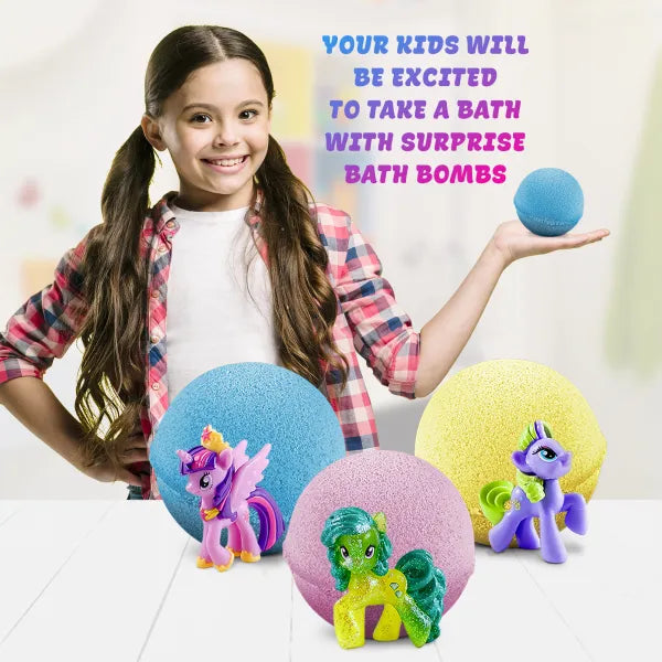 3 Big Bath Bombs for Kids with PONY Toys Inside