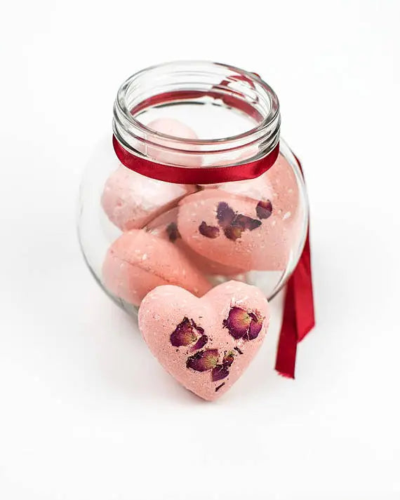 Heart Shaped Bath Bomb ROSE Scent (7 oz)