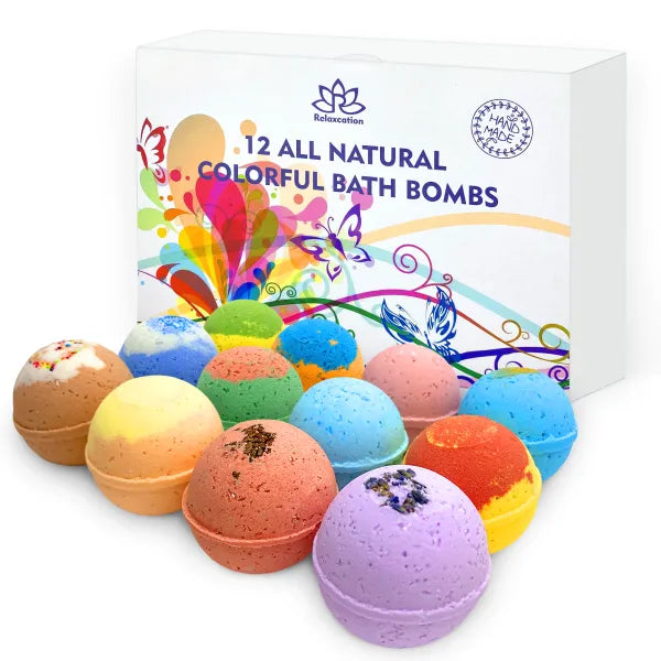 12 Natural Bath Bombs- Safe for Sensitive Skin (3.2 oz each)