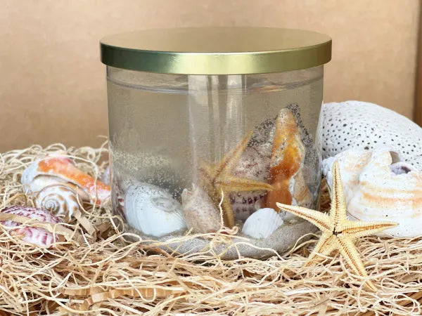 XL Gel Candle with Ocean Rain Aroma & Real Sea Shells and Sand from Florida