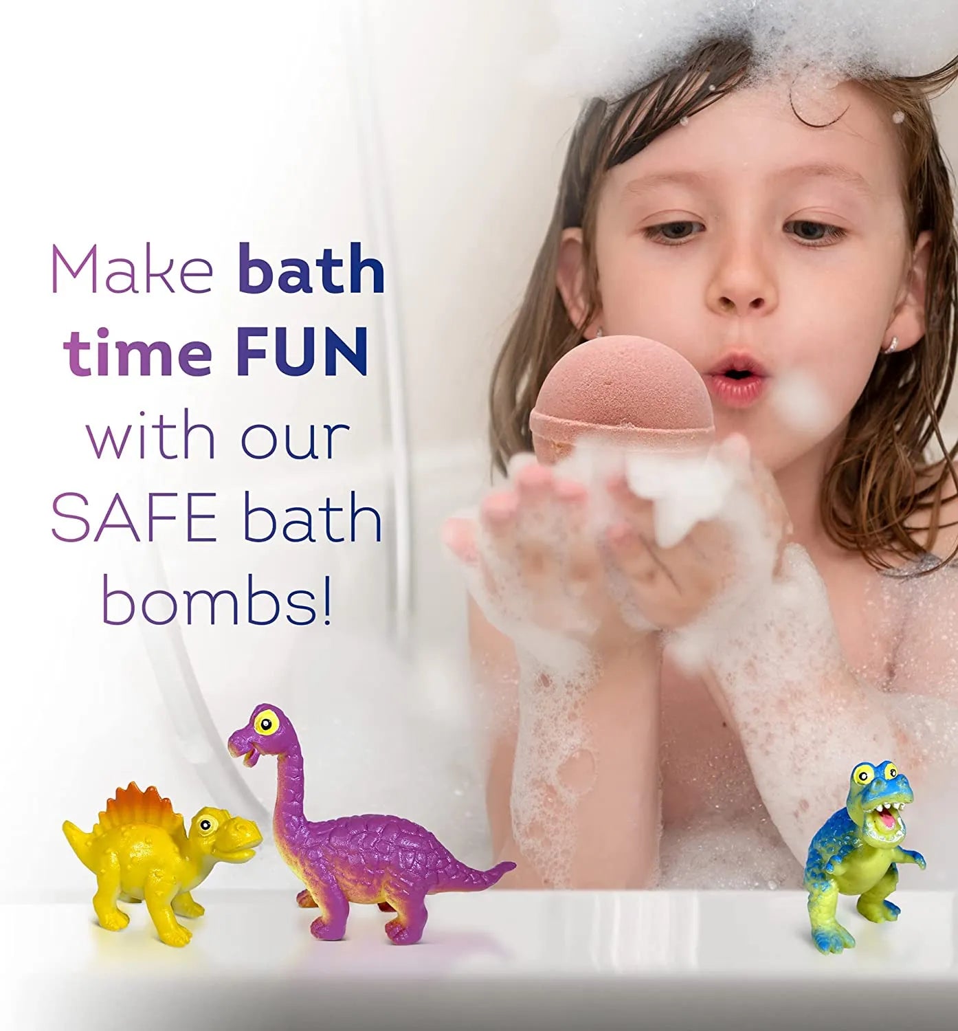 6 Bath Bombs for Kids with Funny Dinosaurs Toys