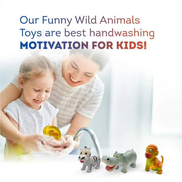 4 Kids Soap Bars with WILD ANIMALS Toys Inside