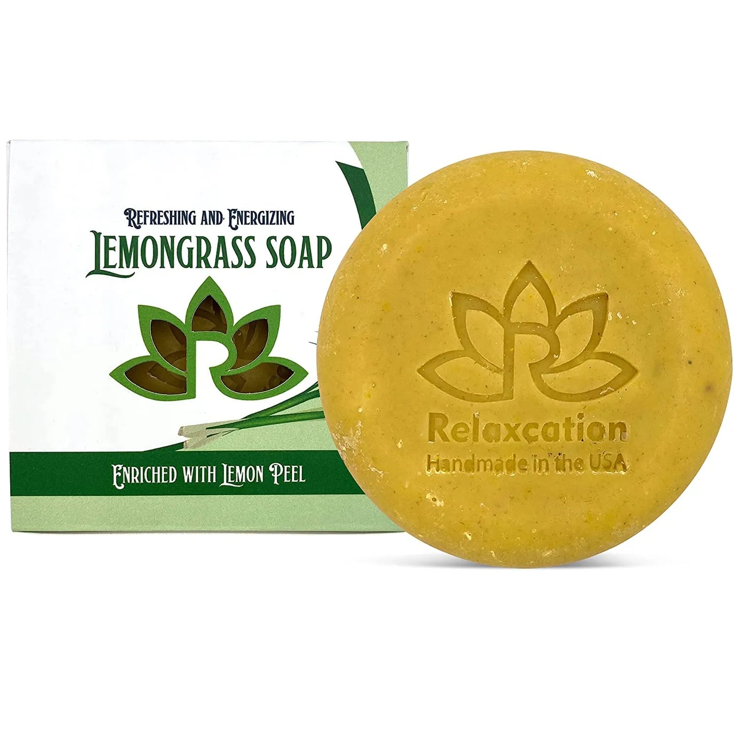 Natural Soap Bar with Lemongrass Leaves and Lemon Peel