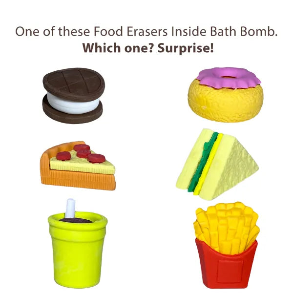 Fast Food Eraser Toy Bath Bomb for Kids with Surprise Inside