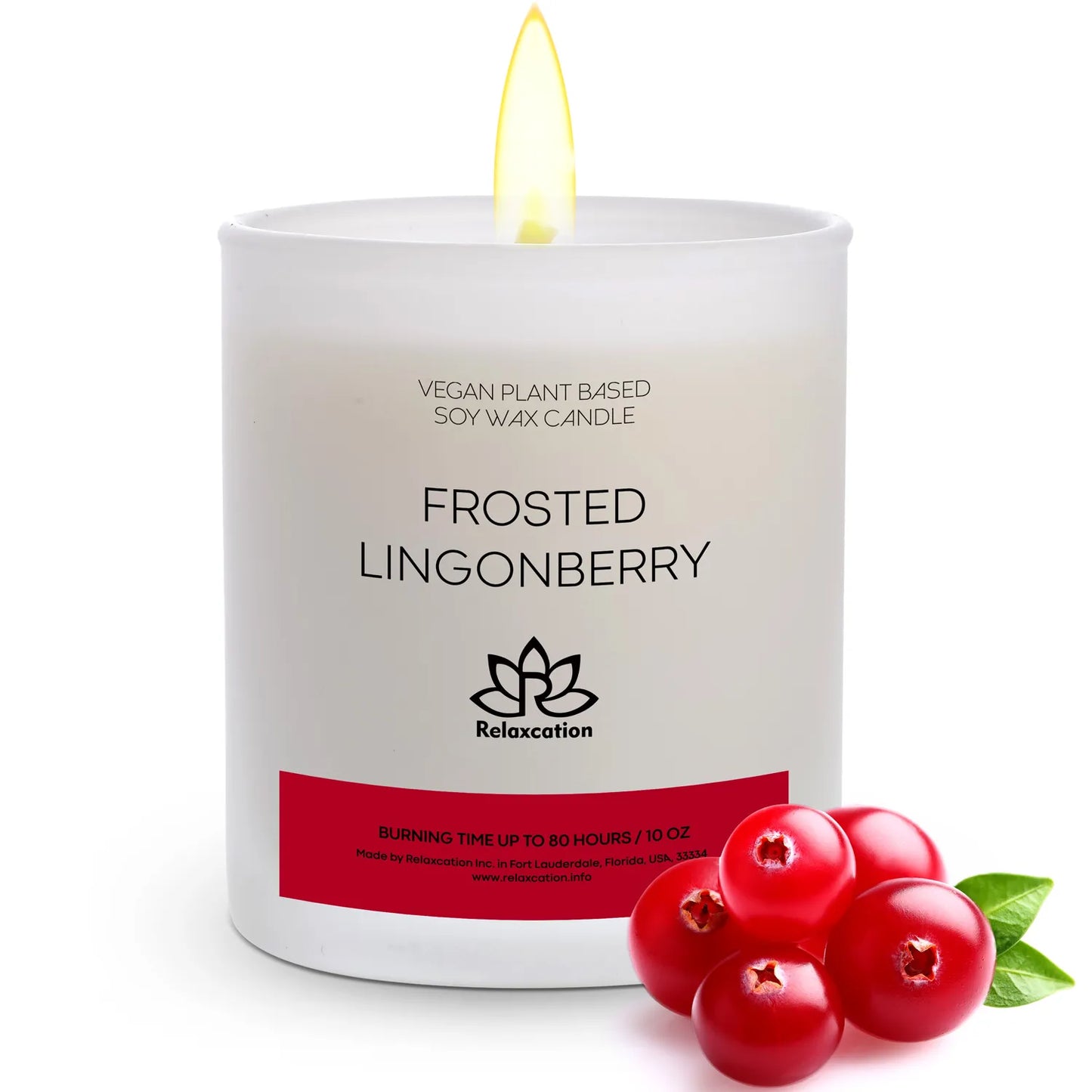 FROSTED LINGONBERRY Soy Wax Candle in Glass Jar (10 oz)