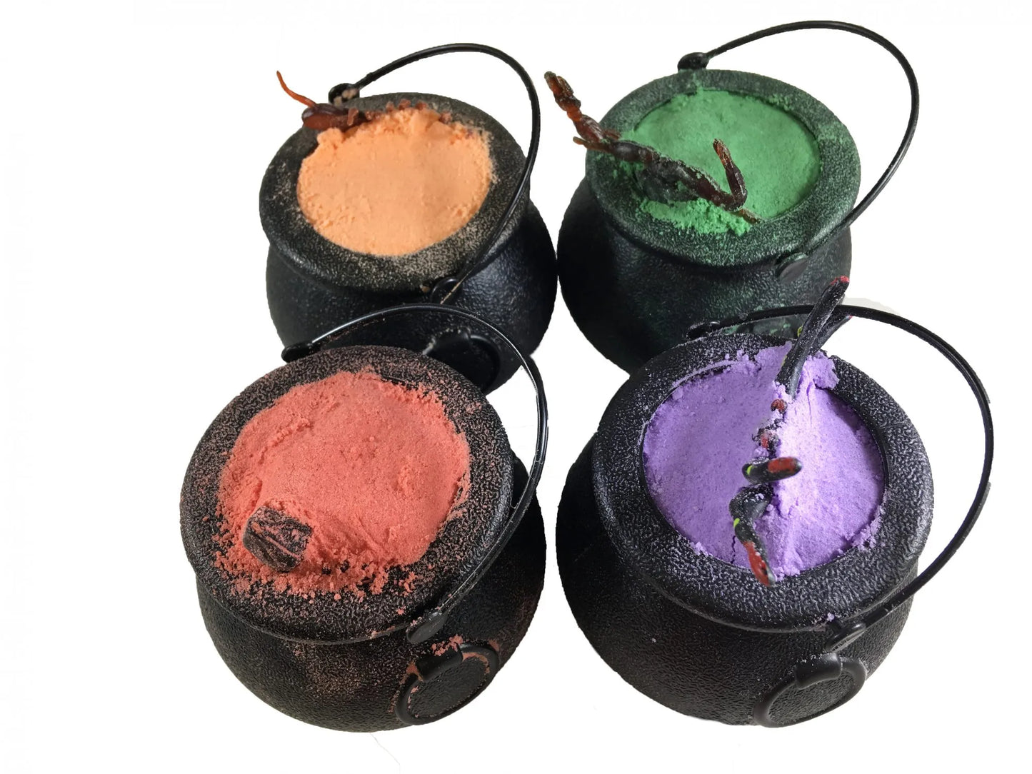 4 Halloween Cauldrons Bath Bombs with Scary Toys Inside