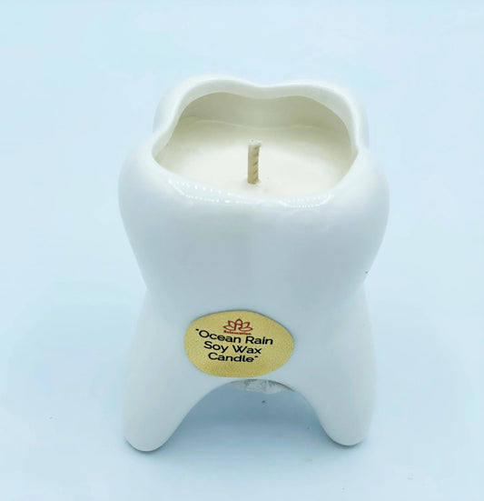 Ocean Rain MINI MOLAR TOOTH Candle in Ceramic Vase