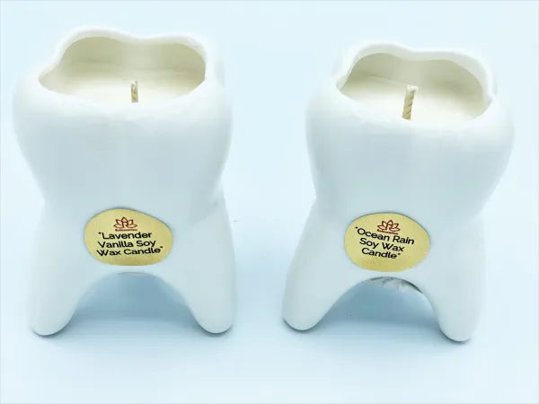 Ocean Rain MINI MOLAR TOOTH Candle in Ceramic Vase