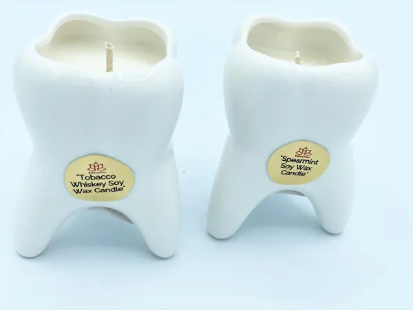 Spearmint MINI MOLAR TOOTH Candle in Ceramic Vase