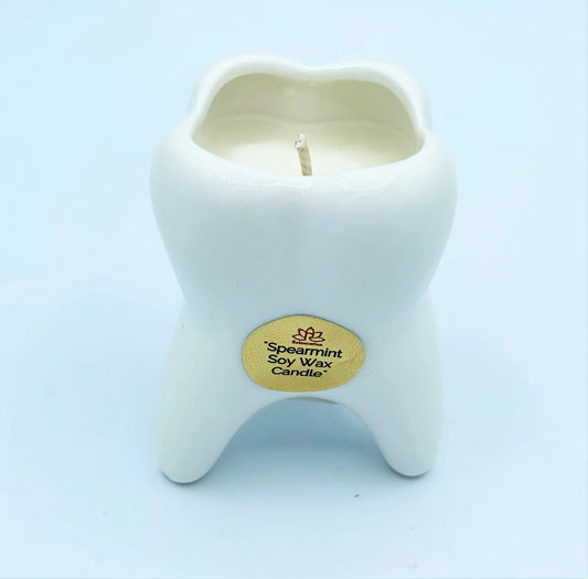 Spearmint MINI MOLAR TOOTH Candle in Ceramic Vase