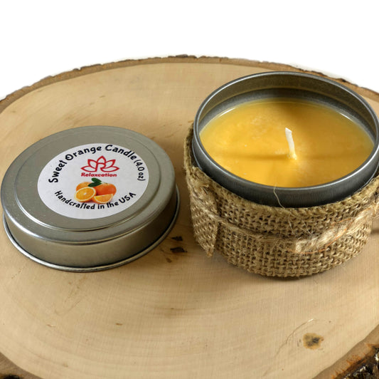 SWEET ORANGE Soy Wax Candle in Tin Jar (6 oz)