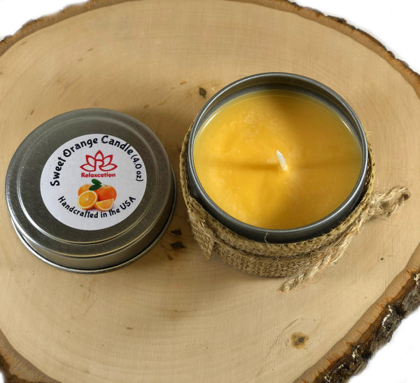 SWEET ORANGE Soy Wax Candle in Tin Jar (6 oz)