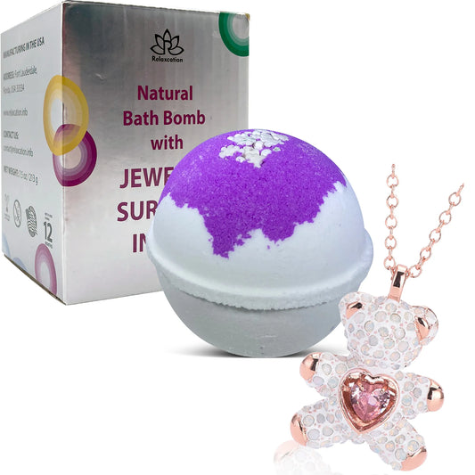 Jewelry Bath Bomb with CUTE BEAR Necklace Inside