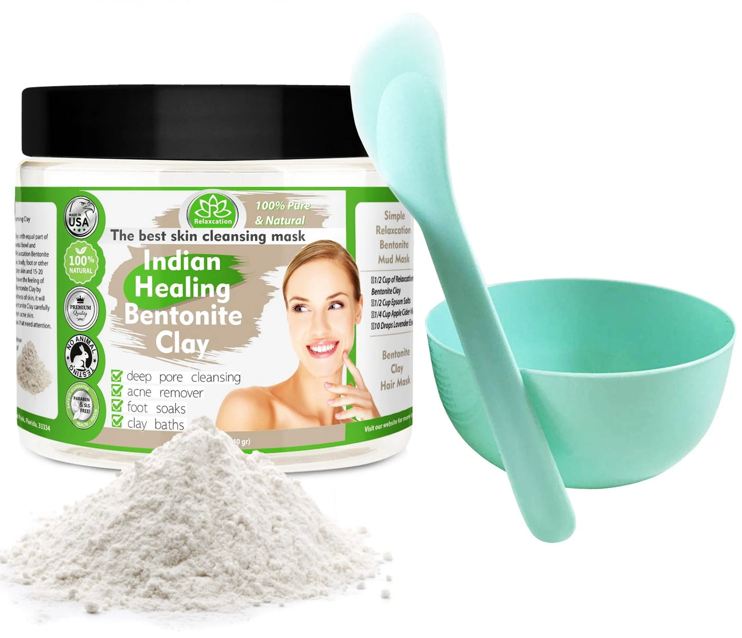 Pure Indian Healing Bentonite Clay with Bowl