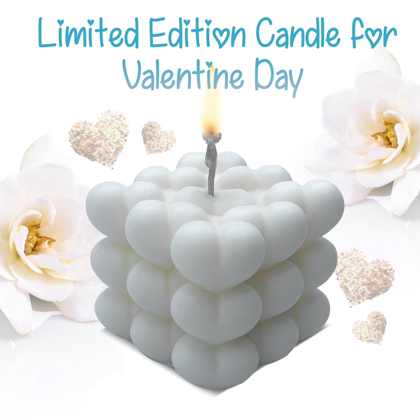 WHITE GARDENIA Heart Shaped Soy Wax Candle - 5.5 oz