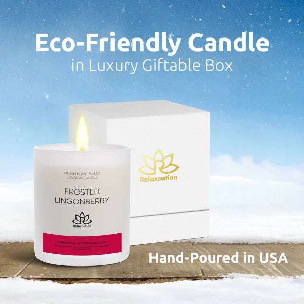 FROSTED LINGONBERRY Soy Wax Candle in Glass Jar (10 oz)