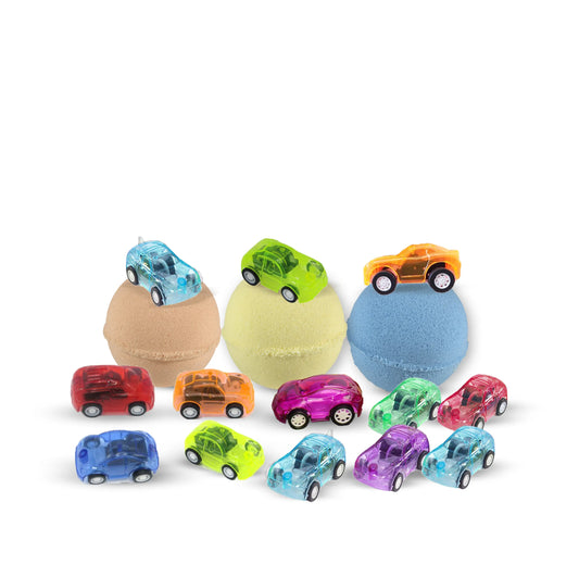 3 Big Bath Bombs for Kids with Cars Toys Inside