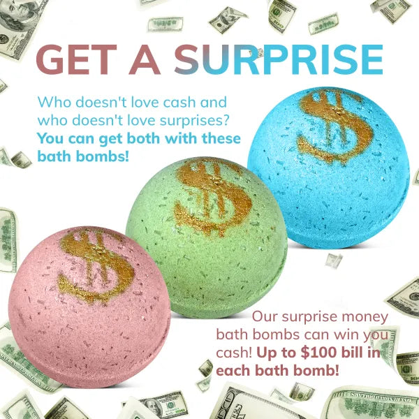 3 Bath Bombs with Money Surprise - Prize up to $100