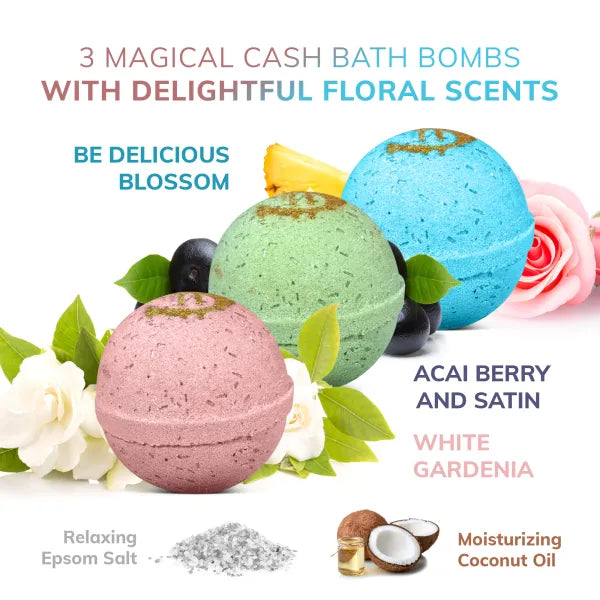 3 Bath Bombs with Money Surprise - Prize up to $100