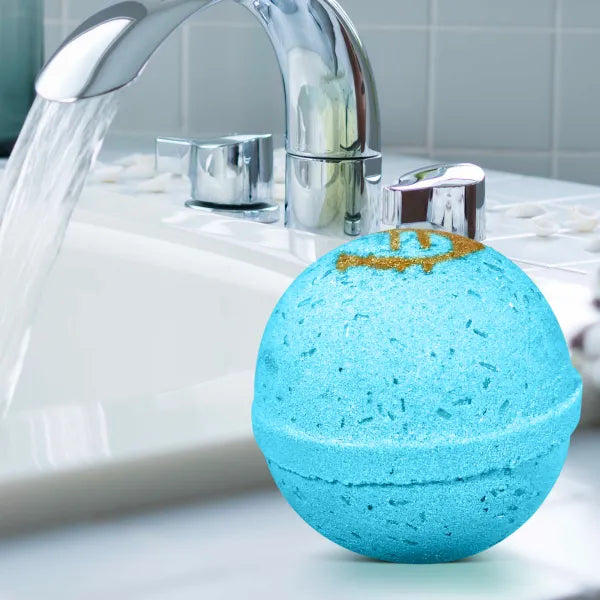 Blue Bath Bomb with Real Money Inside "BE Delicious Blossom"