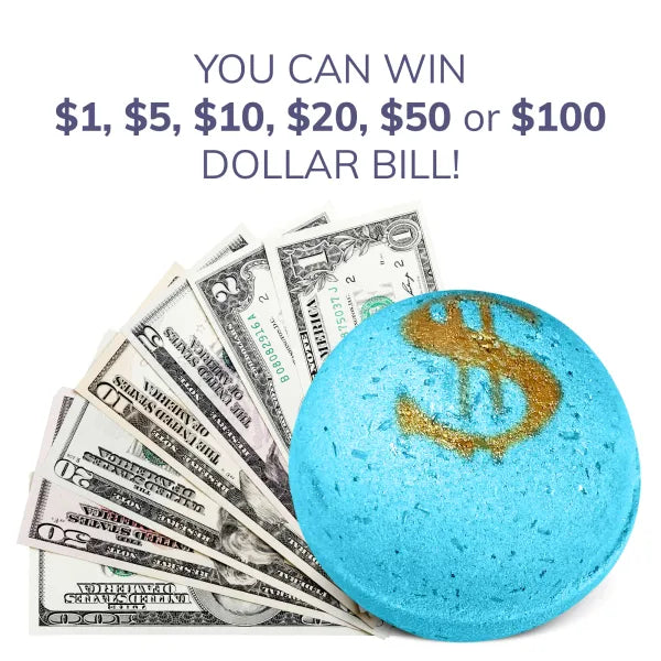 Blue Bath Bomb with Real Money Inside "BE Delicious Blossom"