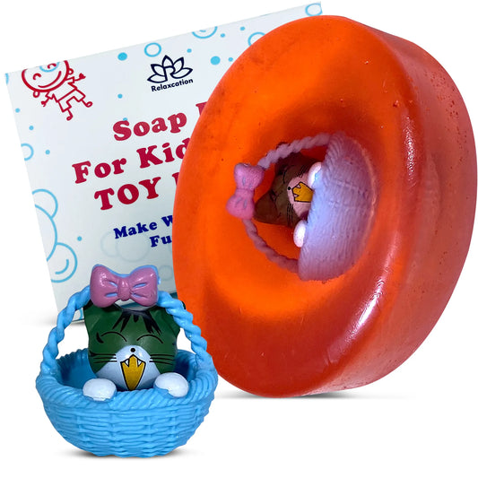 Strawberry Soap Bar with CAT IN THE BASKET Toy Inside