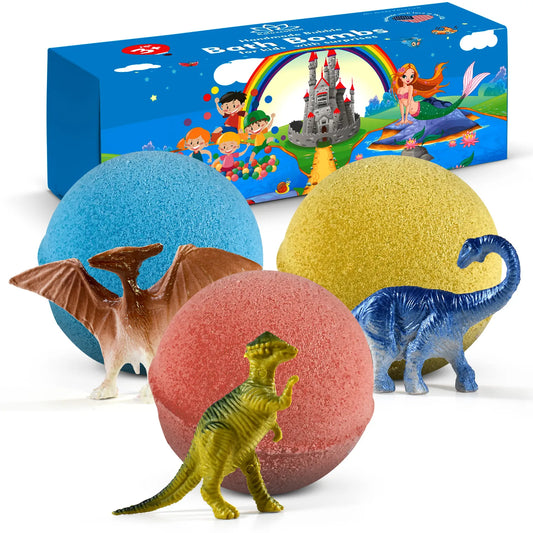 Big Bath Bombs for Kids with Surprise DINOSAUR Toys Inside