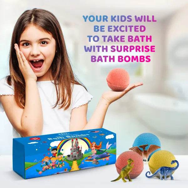 Big Bath Bombs for Kids with Surprise DINOSAUR Toys Inside