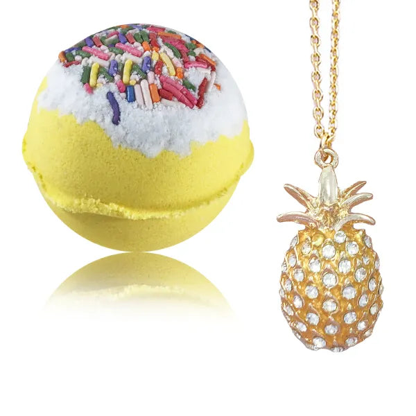 Jewelry Bath Bomb with PINEAPPLE Necklace Inside