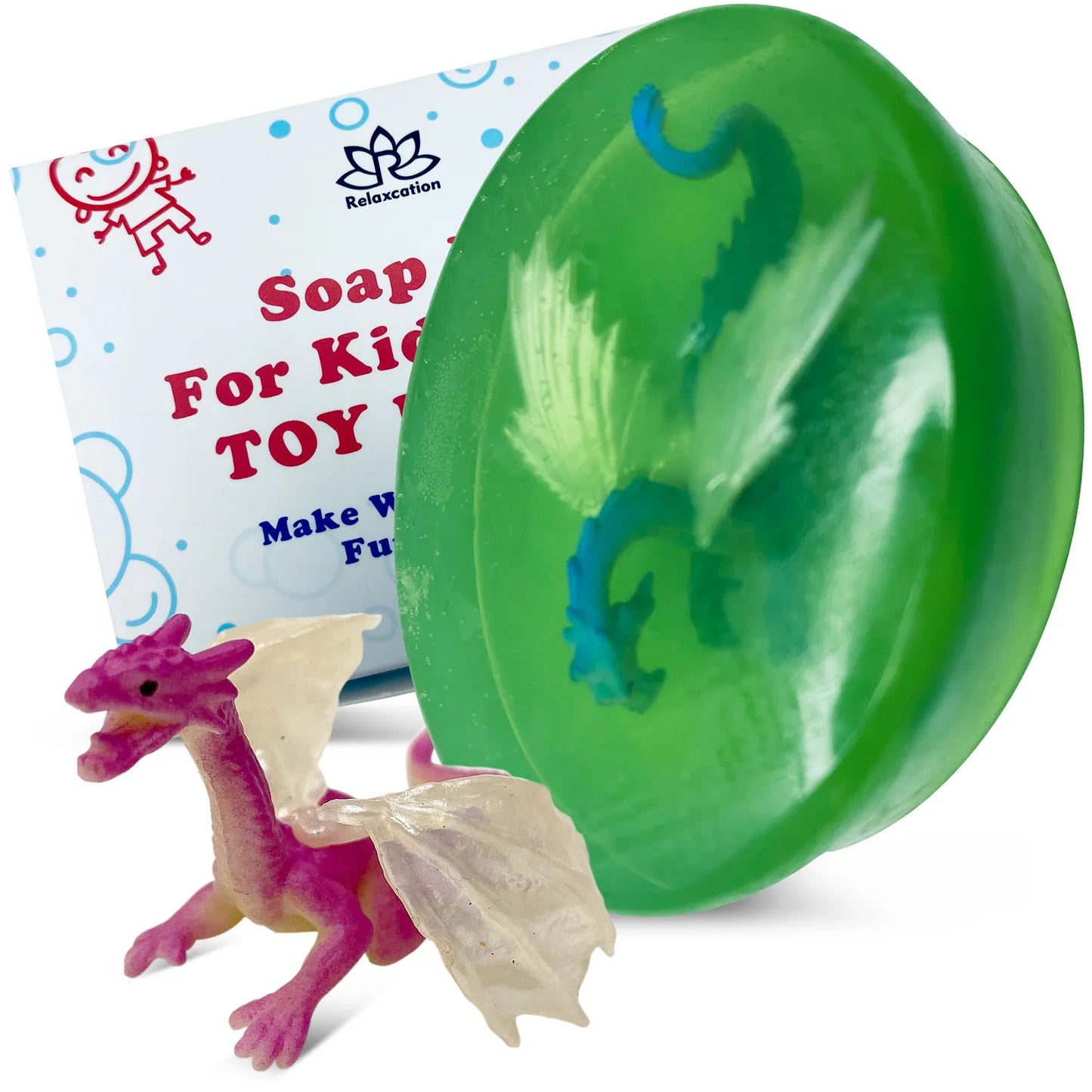 Green Apple Soap Bar for Kids With DRAGON Toy Inside