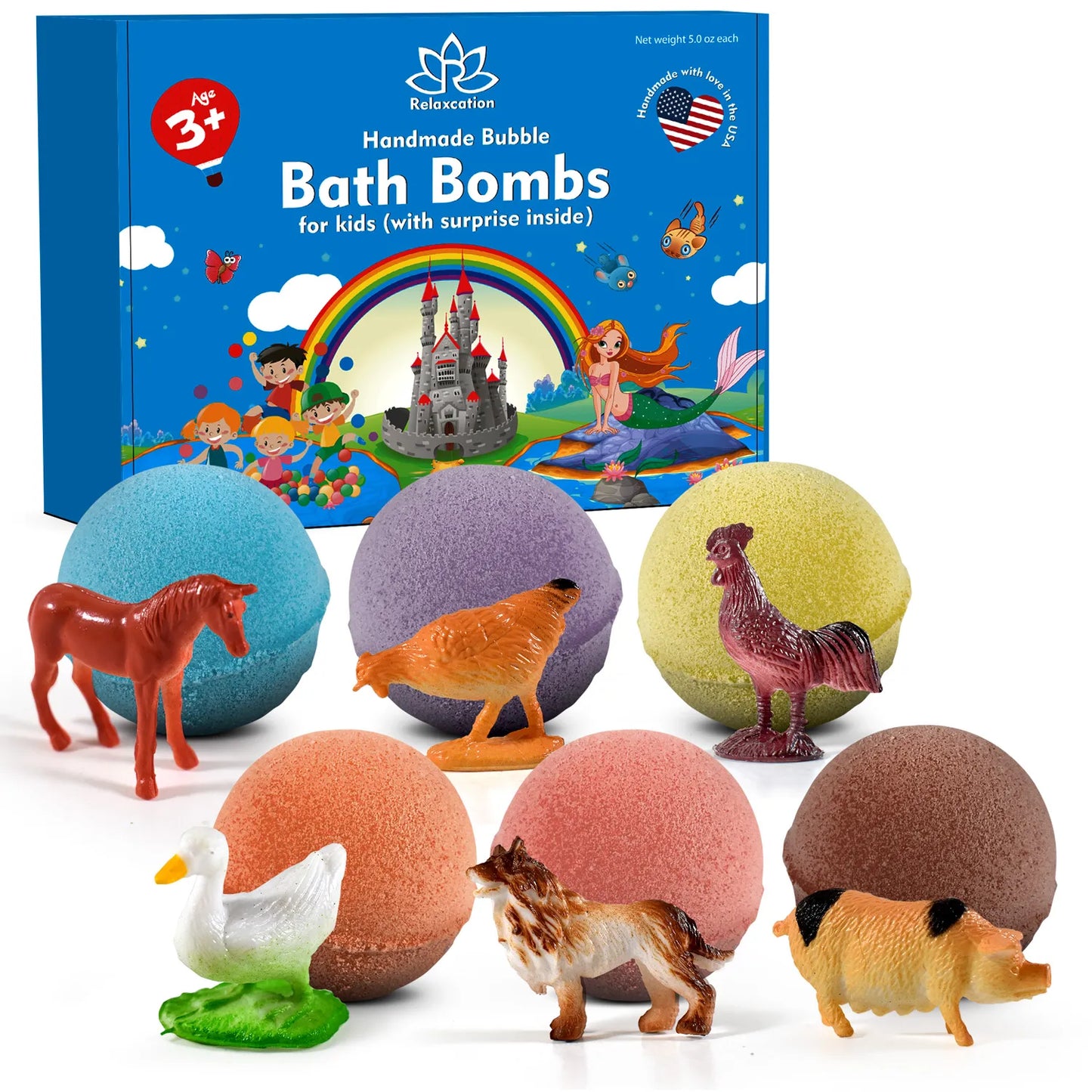 Bath Bombs for Kids with Surprise Farm Animals Toys Inside