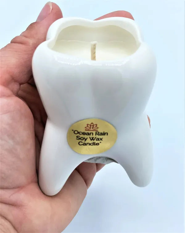 Ocean Rain MINI MOLAR TOOTH Candle in Ceramic Vase