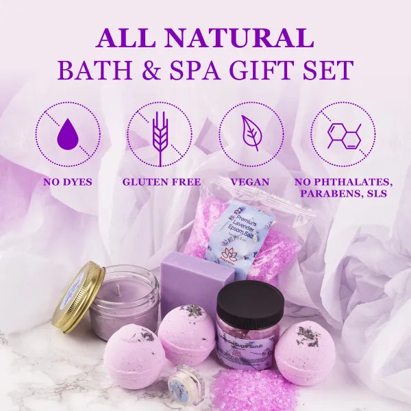 Lavender Spa Gift Set for Women - Relaxing and Calming