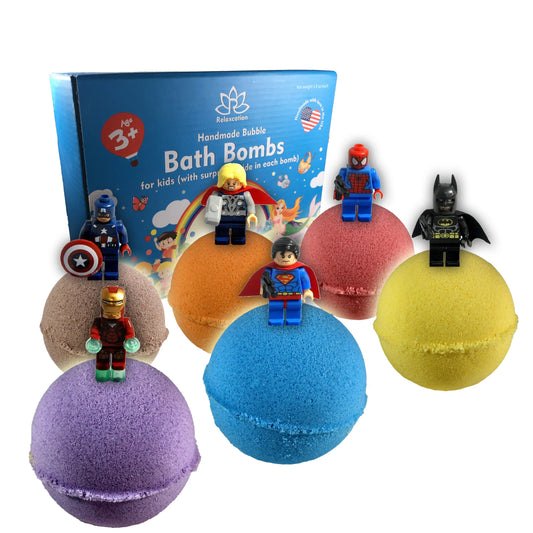 Bath Bombs for Kids with Surprise Superhero Toys Inside