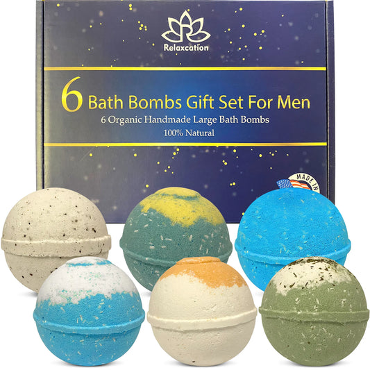 Organic Bath Bombs for Men - Relaxing Gift Set